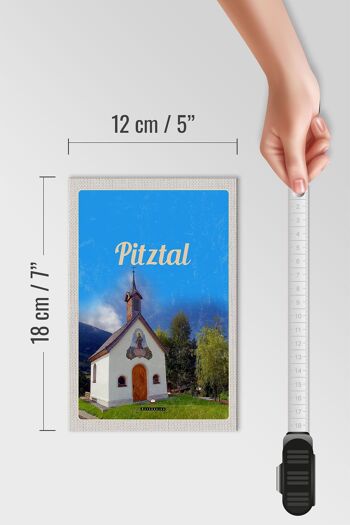 Panneau en bois voyage 12x18 cm Église de Pitztal Autriche Vacances nature 4