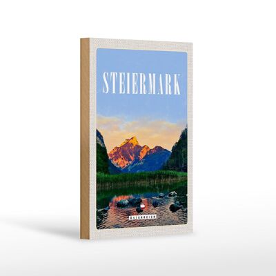 Cartello in legno da viaggio 12x18 cm Stiria Austria vacanza lago natura