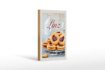 Panneau en bois voyage 12x18 cm Linz pâtisserie biscuits garniture aux fraises 1