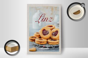 Panneau en bois voyage 12x18 cm Linz pâtisserie biscuits garniture aux fraises 2