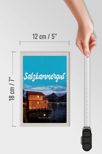 Panneau en bois voyage 12x18 cm Salzkammergut Autriche maison au bord du lac 4
