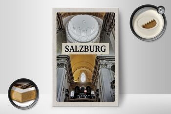 Panneau en bois Voyage 12x18 cm Église de Salzbourg Autriche de l'intérieur 2