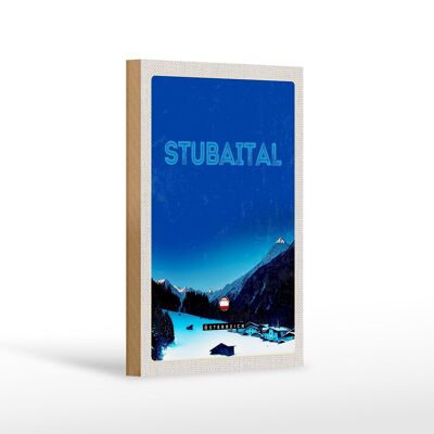 Cartel de madera viaje 12x18 cm Stubaital Austria invierno nieve