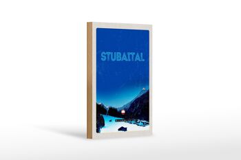 Panneau en bois voyage 12x18 cm Stubaital Autriche hiver neige 1