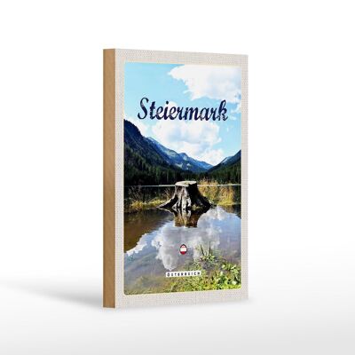 Cartello in legno da viaggio 12x18 cm Stiria Austria lago foresta montagna