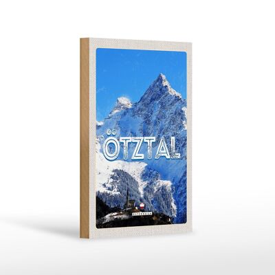 Cartel de madera viaje 12x18 cm Ötztal Austria montaña nieve invierno