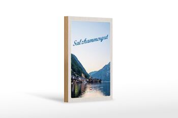 Panneau en bois Voyage 12x18 cm Salzkammergut vue sur la ville 1