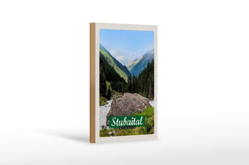 Holzschild Reise 12x18 cm Stubaital Österreich Wanderung Natur