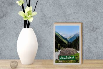 Panneau en bois voyage 12x18 cm Stubaital Autriche randonnée nature 3