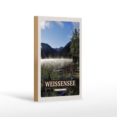 Cartello in legno da viaggio 12x18 cm Weißensee vacanze lago boschi natura
