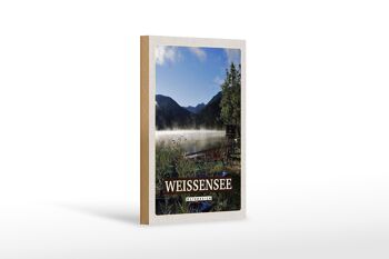Panneau en bois voyage 12x18 cm Weißensee vacances lac forêts nature 1