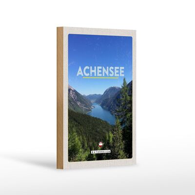 Cartel de madera viaje 12x18 cm Achensee Austria caminata familiar