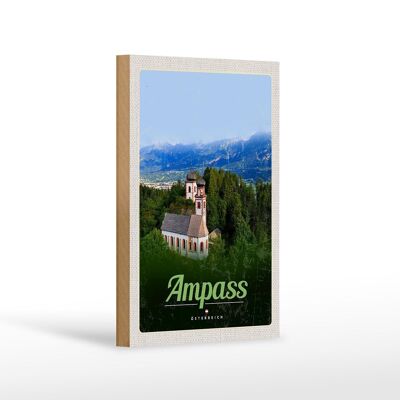 Cartello in legno da viaggio 12x18 cm Ampass Austria Chiesa nella natura del bosco