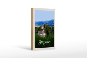 Panneau en bois voyage 12x18 cm Ampass Autriche église dans la forêt nature 1