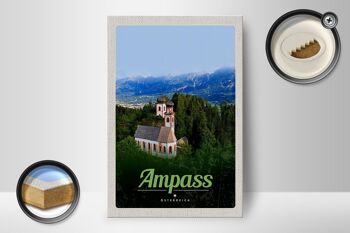 Panneau en bois voyage 12x18 cm Ampass Autriche église dans la forêt nature 2
