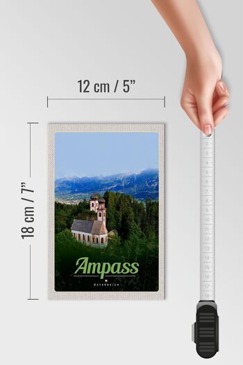 Panneau en bois voyage 12x18 cm Ampass Autriche église dans la forêt nature 4
