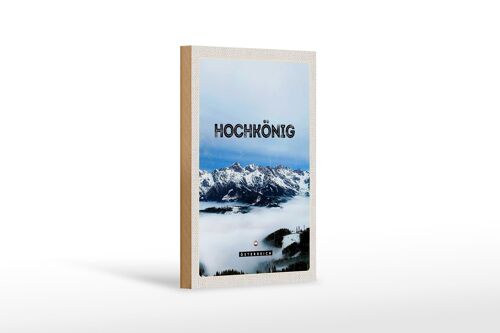 Holzschild Reise 12x18 cm Ausblick auf Hochkönig Berge Winter