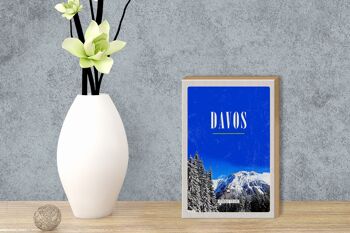 Panneau en bois voyage 12x18 cm Davos hiver vacances au ski tour d'hiver 3