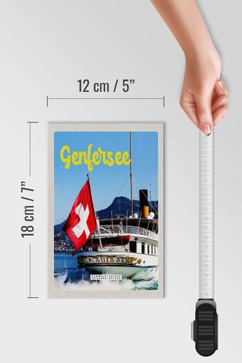 Panneau en bois voyage 12x18 cm Lac Léman Suisse Tour en bateau Lasuisse 4