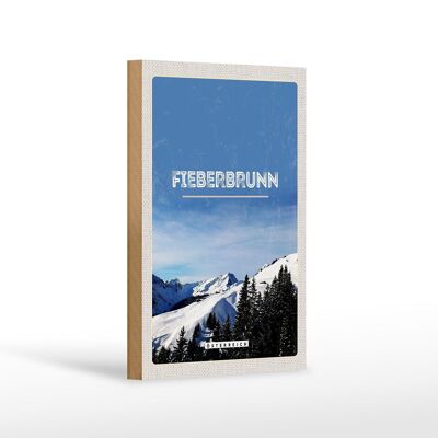 Wooden sign travel 12x18 cm Fieberbrunn Austria Winter Ski