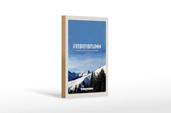 Panneau en bois voyage 12x18 cm Fieberbrunn Autriche ski d'hiver 1