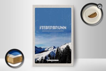 Panneau en bois voyage 12x18 cm Fieberbrunn Autriche ski d'hiver 2