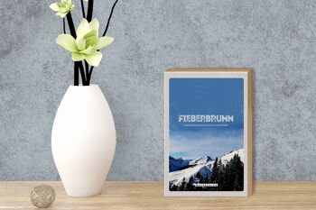 Panneau en bois voyage 12x18 cm Fieberbrunn Autriche ski d'hiver 3