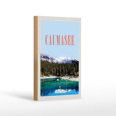 Cartello in legno da viaggio 12x18 cm Lago Cauma Svizzera neve natura vacanza