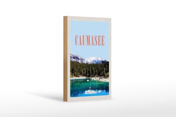 Panneau en bois voyage 12x18 cm Lac de Cauma Suisse neige nature vacances 1
