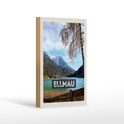 Cartel de madera viaje 12x18 cm Ellmau Austria montañas lago naturaleza