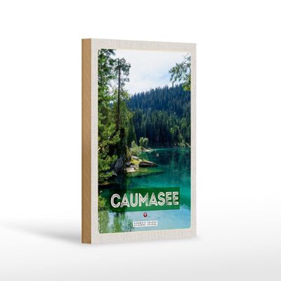 Cartel de madera viaje 12x18 cm Lago Cauma Suiza montañas bosques naturaleza