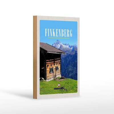 Cartel de madera viaje 12x18 cm Finkenberg casa natural montaña senderismo