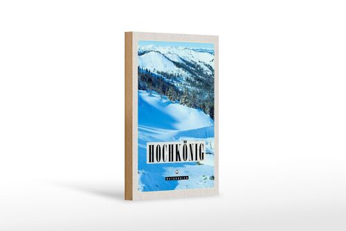 Holzschild Reise 12x18 cm Hochkönig Skipiste Winter Schnee Natur