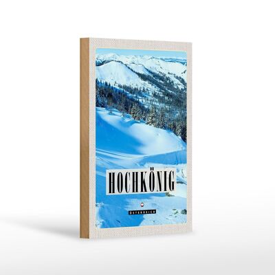 Panneau en bois voyage 12x18 cm Hochkönig piste de ski hiver neige nature