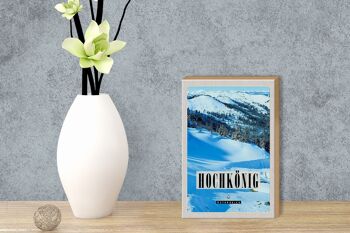 Panneau en bois voyage 12x18 cm Hochkönig piste de ski hiver neige nature 3