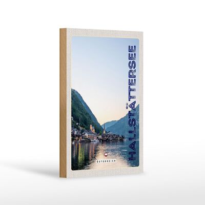 Cartello da viaggio in legno 12x18 cm vista sul lago di Hallstatt Austria