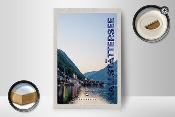 Panneau en bois voyage 12x18 cm vue sur le lac Hallstatt Autriche 2