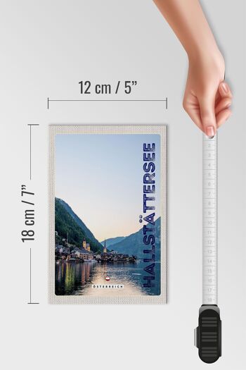 Panneau en bois voyage 12x18 cm vue sur le lac Hallstatt Autriche 4