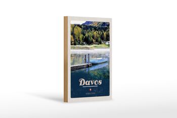 Panneau en bois voyage 12x18 cm Davos Suisse randonnée lac vacances 1