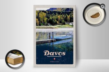 Panneau en bois voyage 12x18 cm Davos Suisse randonnée lac vacances 2