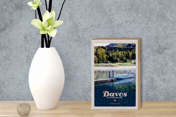 Panneau en bois voyage 12x18 cm Davos Suisse randonnée lac vacances 3