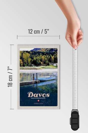 Panneau en bois voyage 12x18 cm Davos Suisse randonnée lac vacances 4