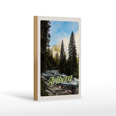 Wooden sign travel 12x18 cm Arlberg forests waterfall flow