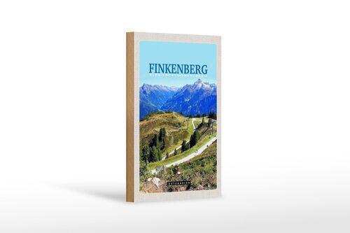 Holzschild Reise 12x18 cm Finkenberg Aussicht auf Wälder Gebirge