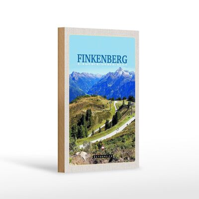 Cartello in legno da viaggio 12x18 cm Finkenberg vista sulle montagne delle foreste