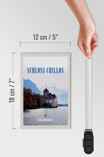 Panneau en bois voyage 12x18 cm Vue du Château de Chillon Lac Léman 4