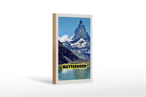 Holzschild Reise 12x18 cm Matterhorn Gebirge Schweiz Wanderung