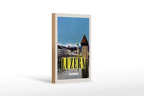 Holzschild Reise 12x18 cm Luzern Stadt Familienurlaub Wanderung