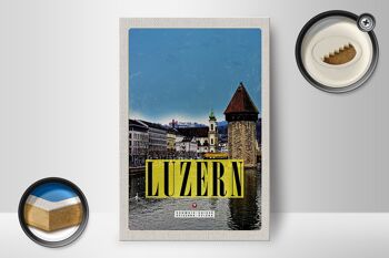 Panneau en bois voyage 12x18 cm Lucerne ville vacances en famille randonnée 2