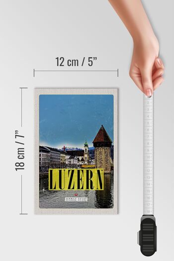 Panneau en bois voyage 12x18 cm Lucerne ville vacances en famille randonnée 4